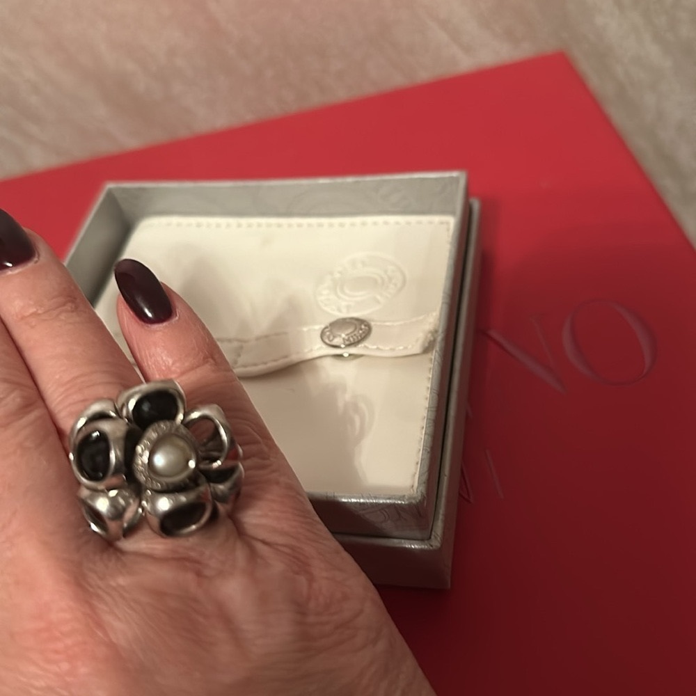 Di Modolo Milano TRIADRA ARGENTO STERLING SILVER BLACK ONYX DIAMOND CLUSTER RING